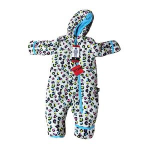 Spyder Kids Snowsuit Bunting Leopard Print Blue Trim Hooded Puffer Size 9 12M